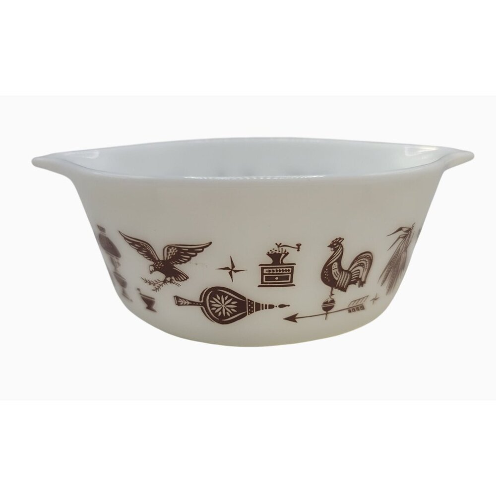 Vintage Pyrex 1 1/2 Quart Mixing Bowl With Brown Colonial Pattern